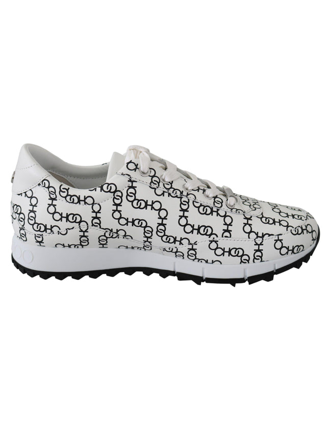 Jimmy Choo White and Black Leather Monza Sneakers - Ellie Belle