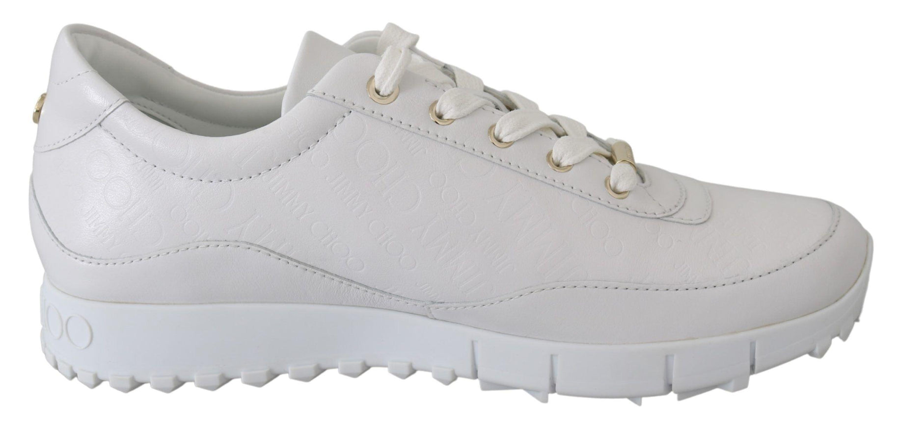 Jimmy Choo White Leather Monza Sneakers - Ellie Belle