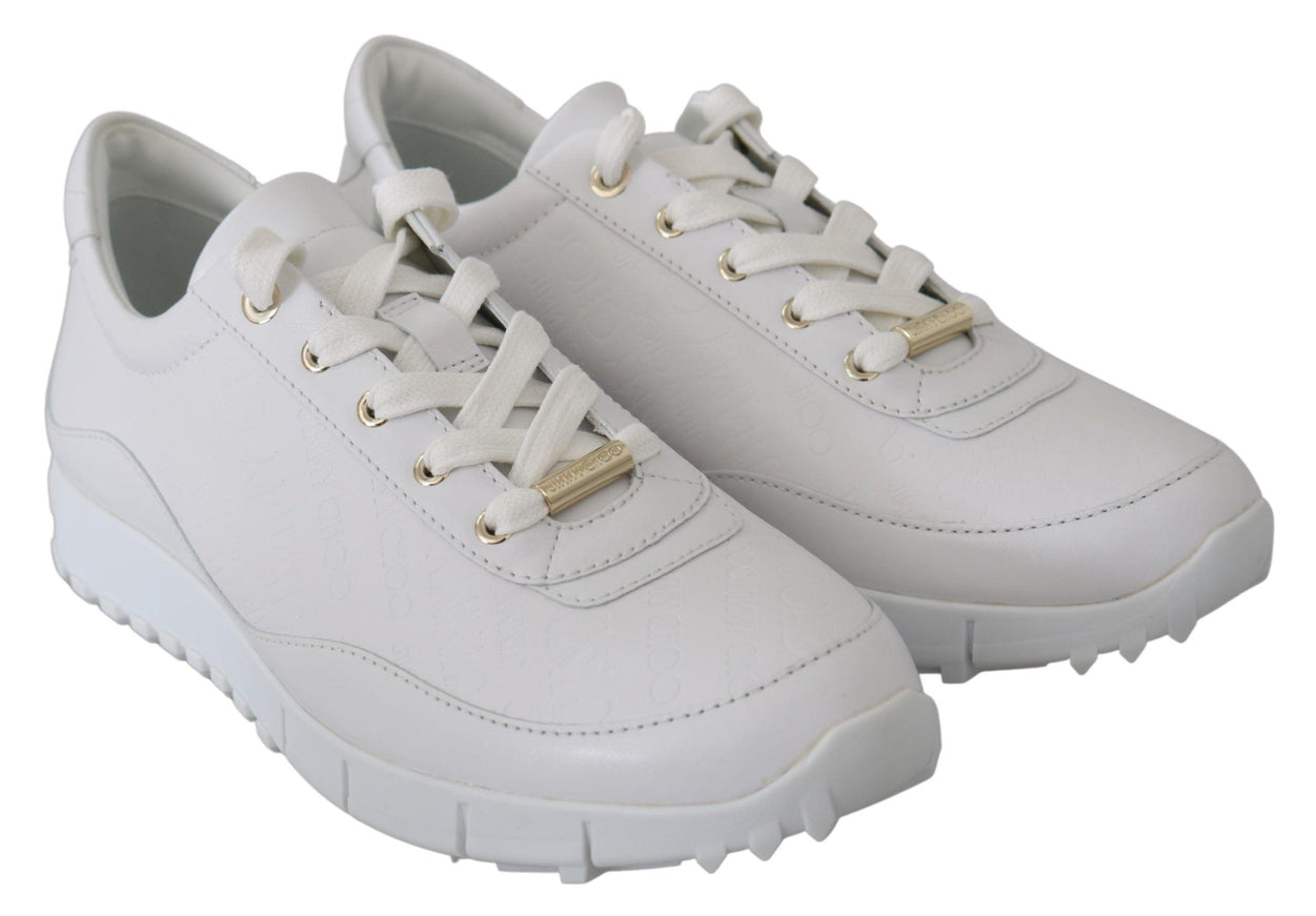 Jimmy Choo White Leather Monza Sneakers - Ellie Belle