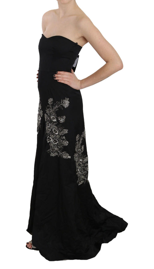 John Richmond Black Sequined Flare Ball Gown Dress