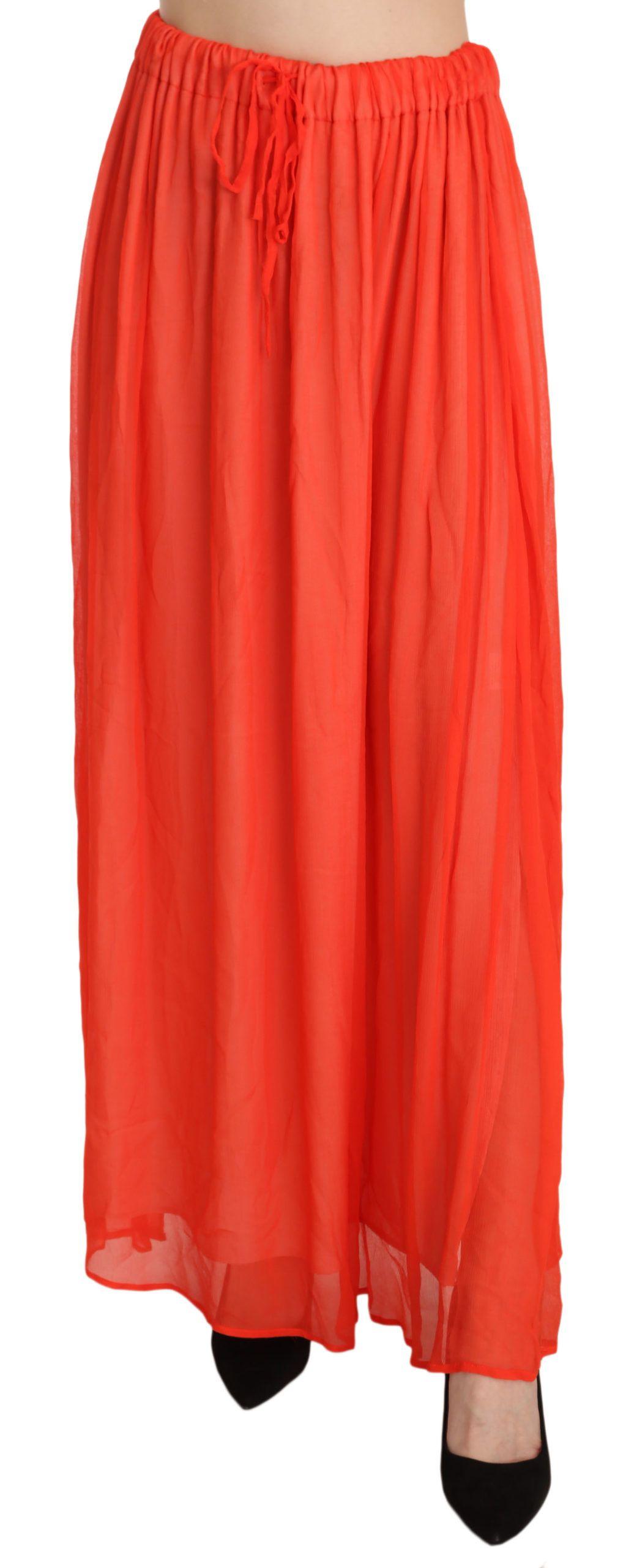Jucca Orange Crepe Pleated Trapeze Viscose Maxi Skirt - Ellie Belle