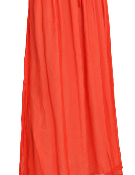Jucca Orange Crepe Pleated Trapeze Viscose Maxi Skirt - Ellie Belle