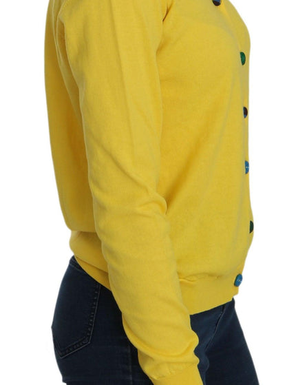 Jucca Yellow Cotton ButtonFront Long Sleeve Sweater - Ellie Belle