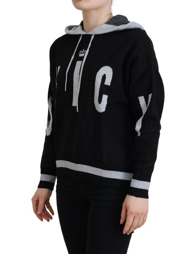 Juicy Couture Black Acrylic Logo Embroidery Hooded Sweatshirt Sweater - Ellie Belle