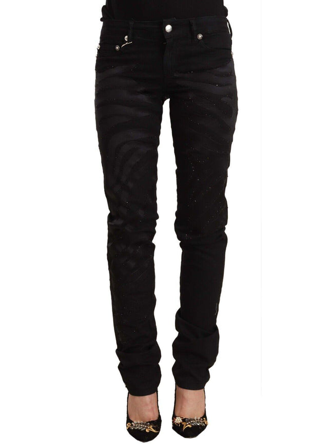 Just Cavalli Black Mid Waist Embellished Skinny Jeans - Ellie Belle