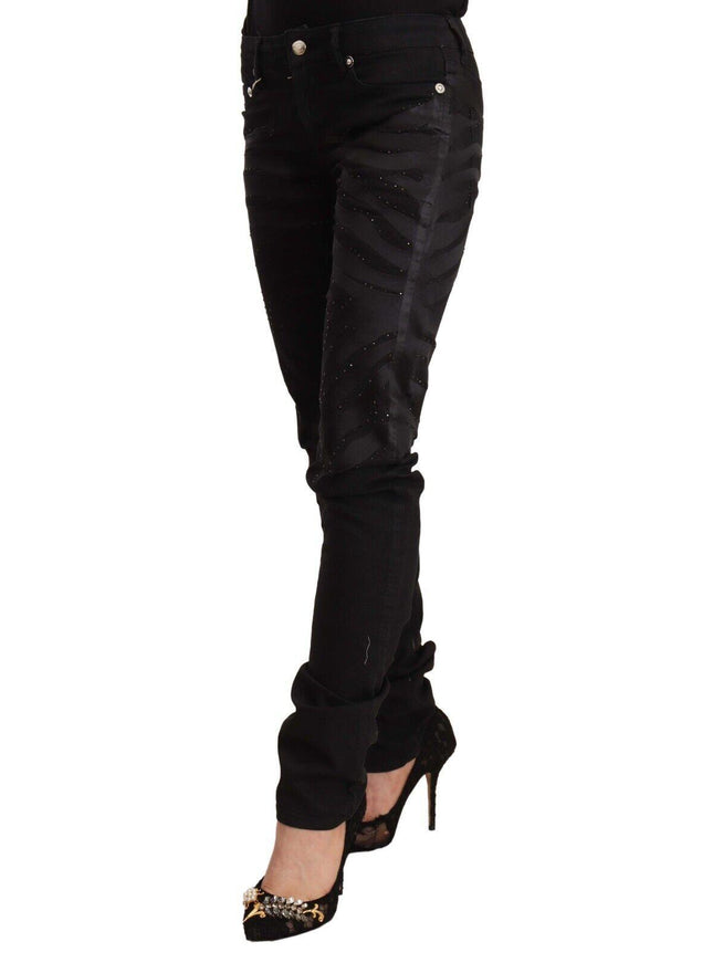 Just Cavalli Black Mid Waist Embellished Skinny Jeans - Ellie Belle