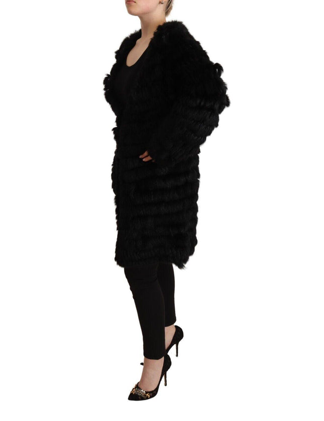 Just Cavalli Black Rabbit Fur Cardigan Long Sleeves Jacket - Ellie Belle