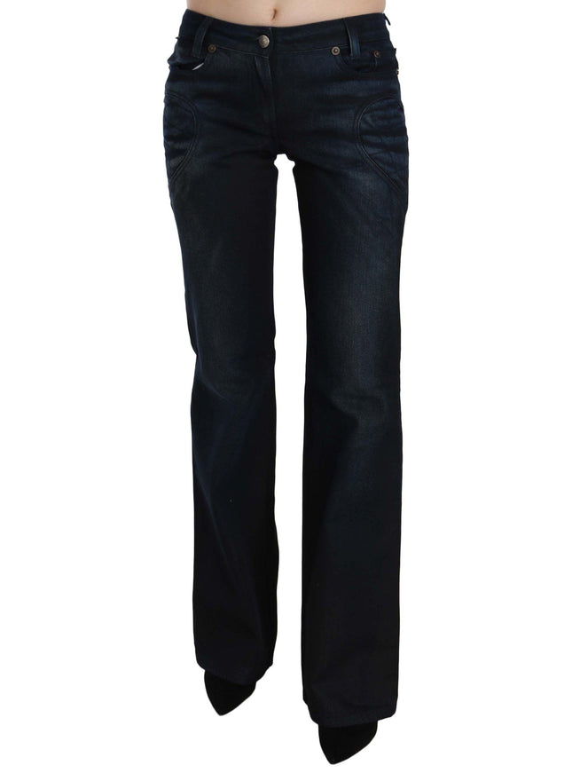 Just Cavalli Blue Washed Mid Waist Straight Denim Pants - Ellie Belle