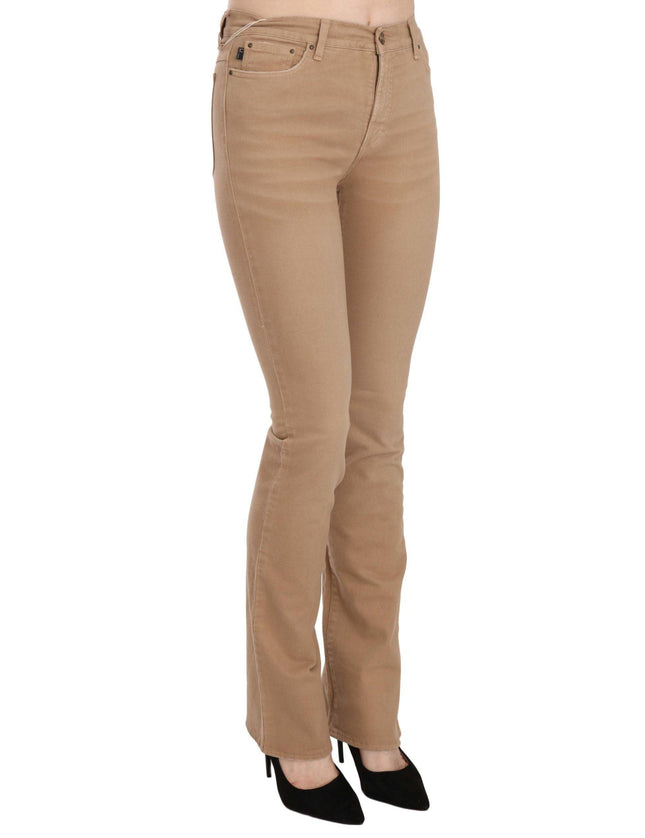 Just Cavalli Brown Cotton Stretch Mid Waist Skinny Trousers Pants - Ellie Belle