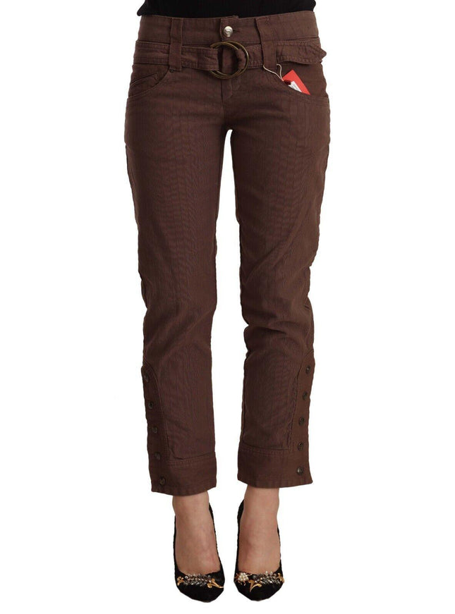 Just Cavalli Brown Mid Waist Cotton Cropped Capri Pants - Ellie Belle