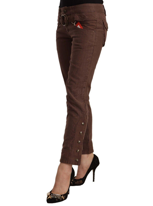 Just Cavalli Brown Mid Waist Cotton Cropped Capri Pants - Ellie Belle