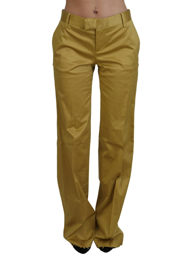 Just Cavalli Gold Cotton Mid Waist Women Pants - Ellie Belle