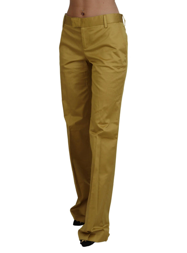 Just Cavalli Gold Cotton Mid Waist Women Pants - Ellie Belle