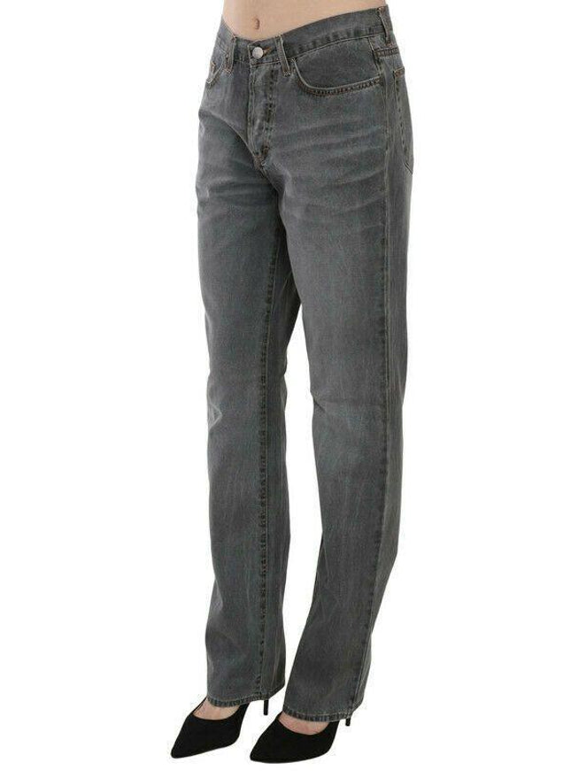 Just Cavalli Gray Washed Mid Waist Straight Denim Pants Jeans - Ellie Belle