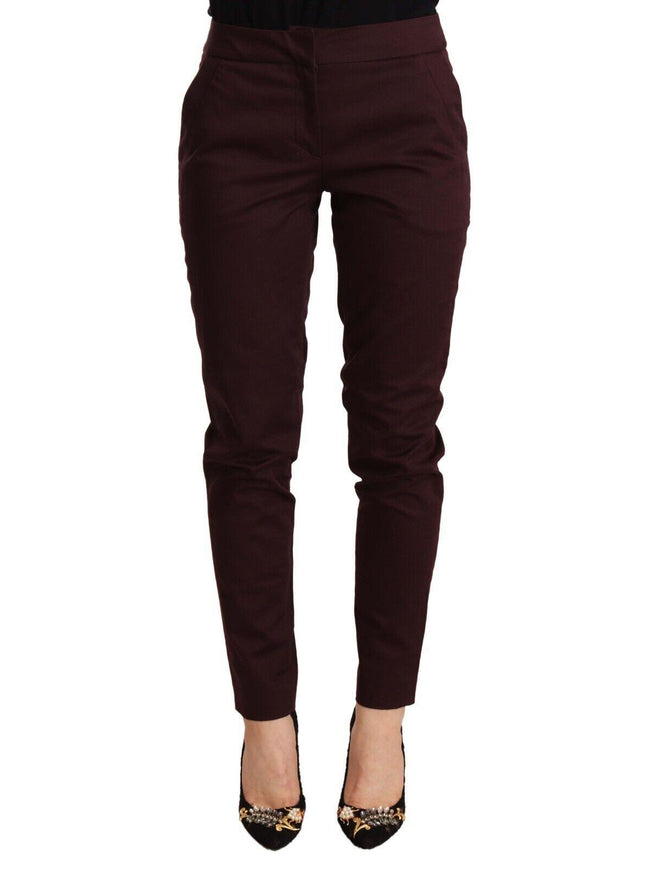 Just Cavalli Maroon Mid Waist Skinny Women Trouser Pants - Ellie Belle