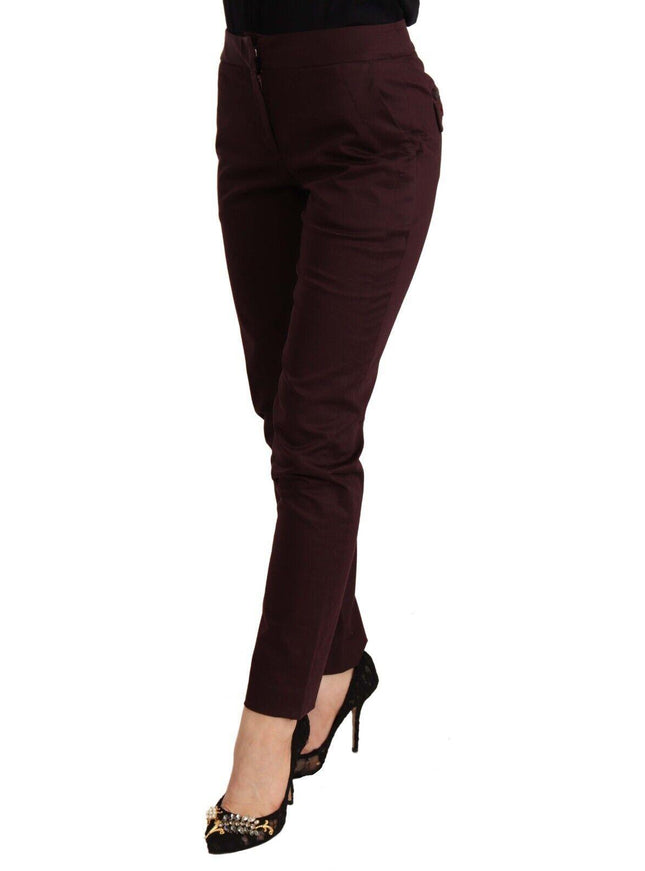 Just Cavalli Maroon Mid Waist Skinny Women Trouser Pants - Ellie Belle