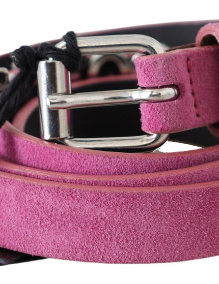 Just Cavalli Pink Silver Chrome Metal Buckle Waist Belt - Ellie Belle