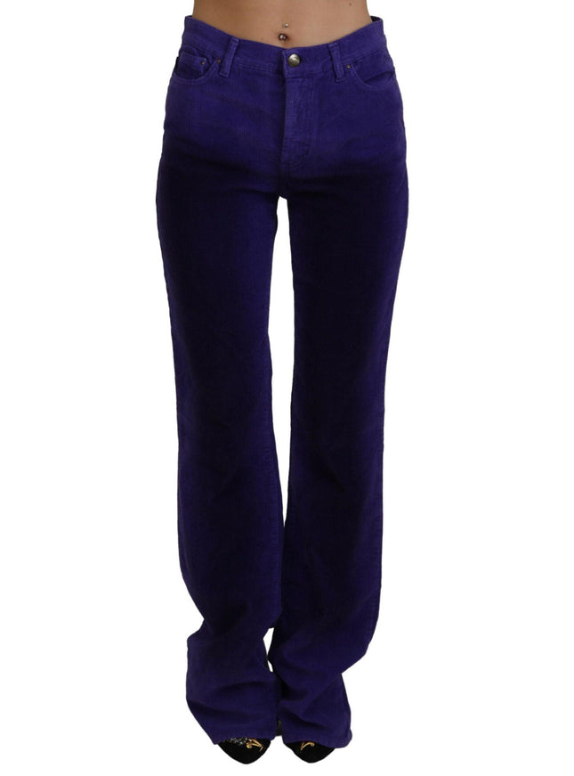 Just Cavalli Purple Cotton Corduroy Women Pants - Ellie Belle