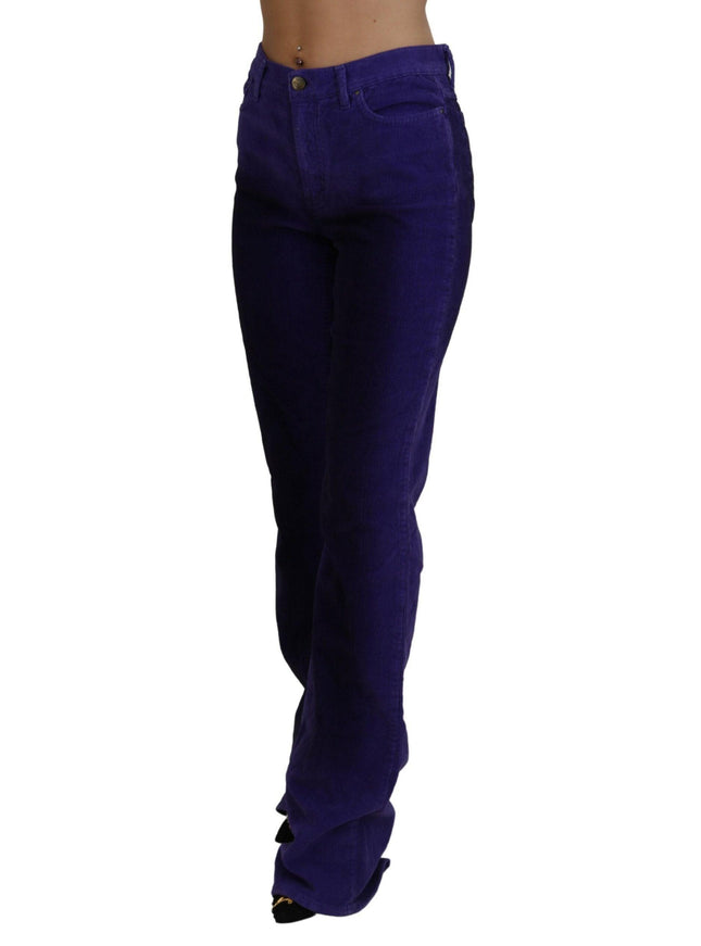 Just Cavalli Purple Cotton Corduroy Women Pants - Ellie Belle