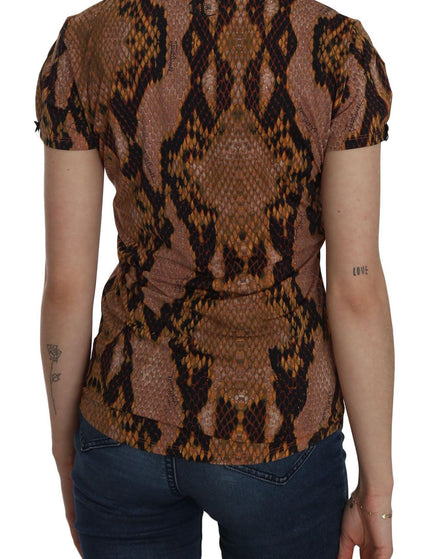 Just Cavalli Snake Skin Print Short Sleeve Top T-shirt - Ellie Belle