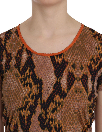 Just Cavalli Snake Skin Print Short Sleeve Top T-shirt - Ellie Belle