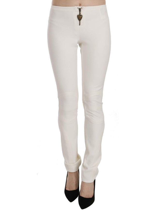 Just Cavalli White Mid Waist Skinny Dress Trousers Pants - Ellie Belle