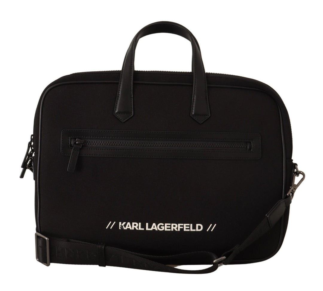 Karl Lagerfeld Black Nylon Laptop Crossbody Bag - Ellie Belle