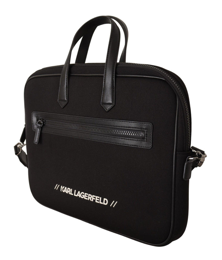 Karl Lagerfeld Black Nylon Laptop Crossbody Bag - Ellie Belle