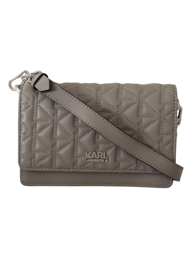 Karl Lagerfeld Light Grey Leather Crossbody Bag - Ellie Belle