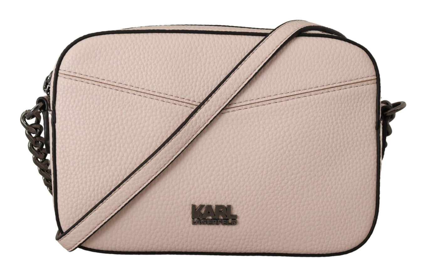 Karl Lagerfeld Light Pink Leather Camera Shoulder Bag - Ellie Belle