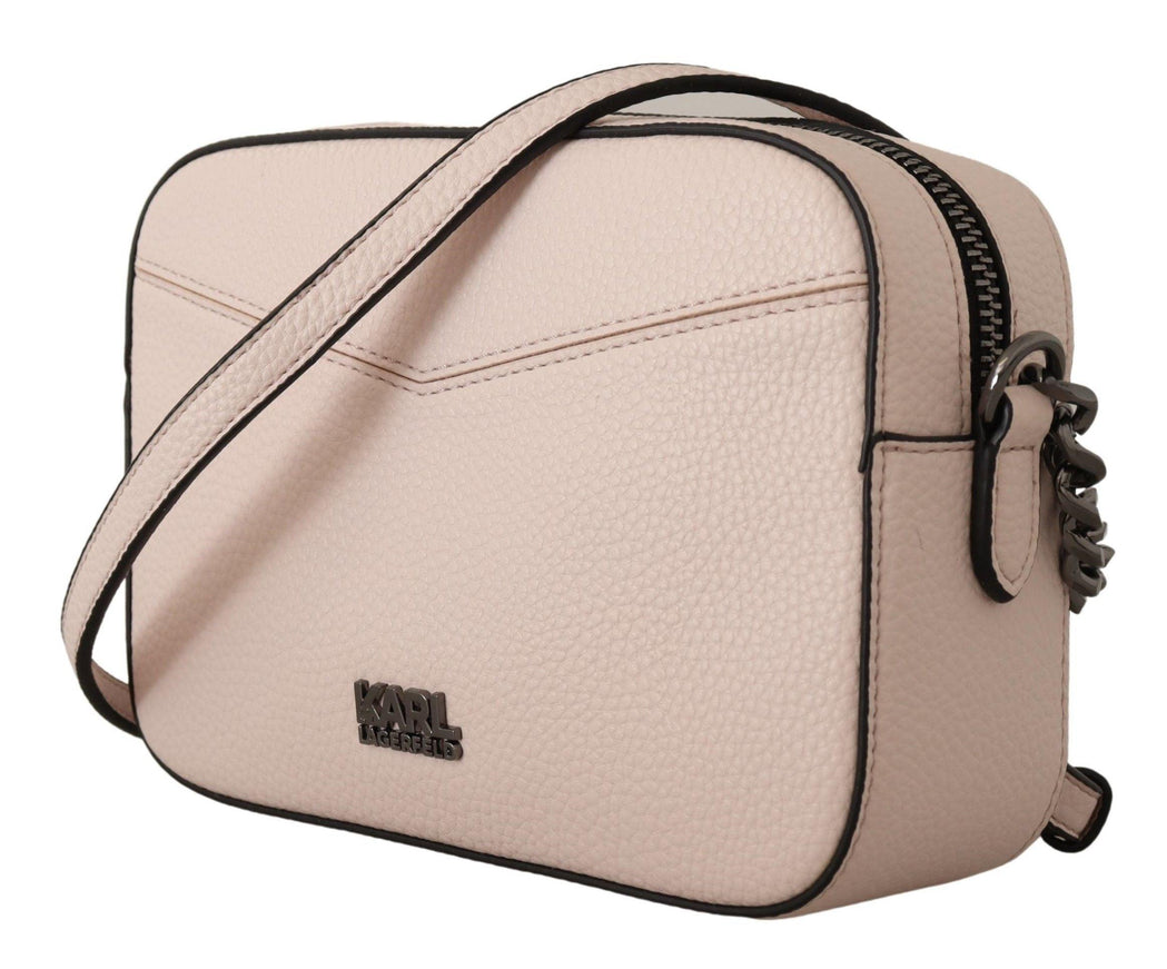 Karl Lagerfeld Light Pink Leather Camera Shoulder Bag - Ellie Belle