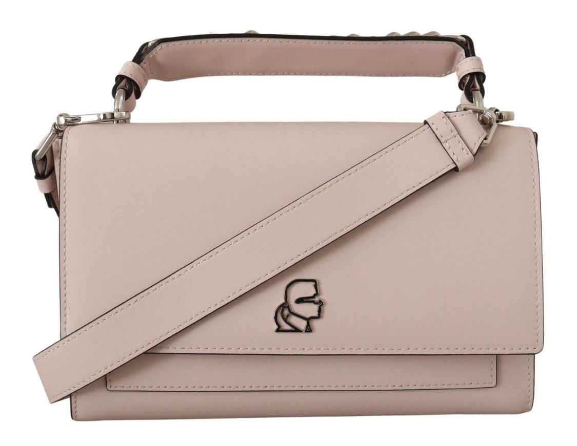 Karl Lagerfeld Light Pink Leather Shoulder Bag - Ellie Belle