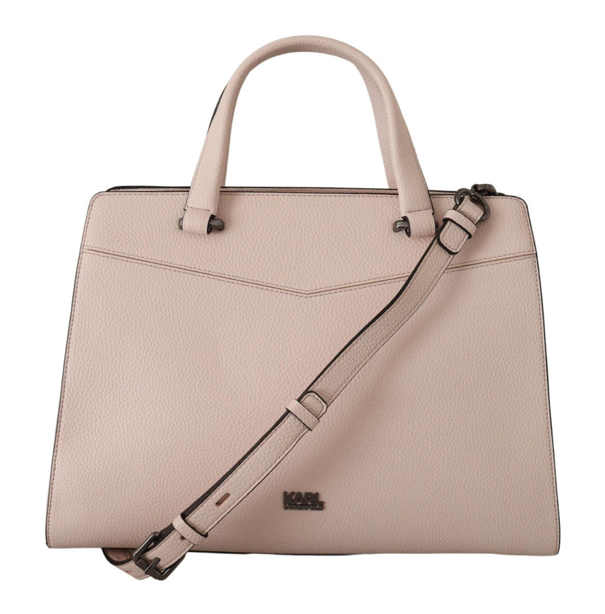 Karl Lagerfeld Light Pink Leather Tote Shoulder Bag - Ellie Belle