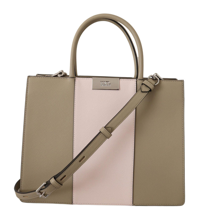 Karl Lagerfeld Sage Green Polyurethane Tote Shoulder Bag - Ellie Belle