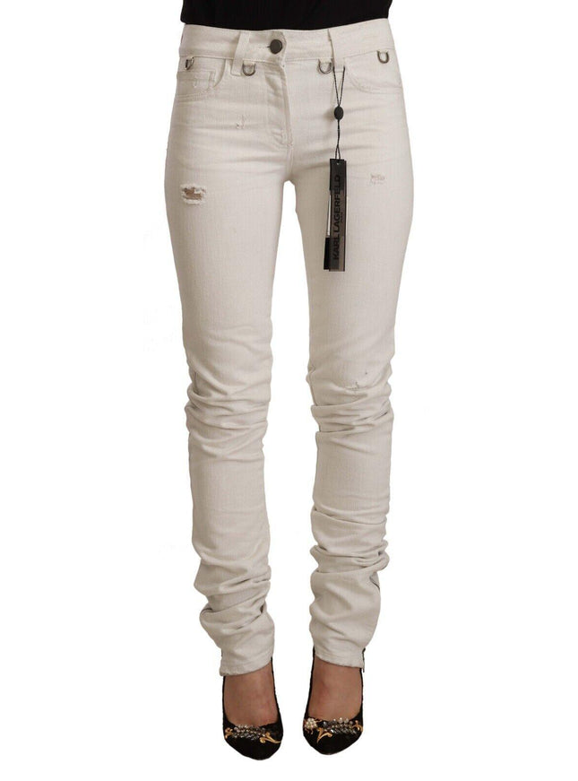 Karl Lagerfeld White Mid Waist Cotton Denim Slim Fit Jeans - Ellie Belle