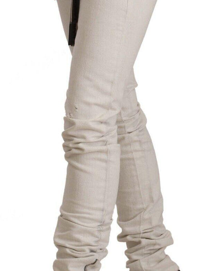 Karl Lagerfeld White Mid Waist Cotton Denim Slim Fit Jeans - Ellie Belle