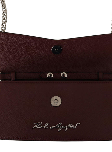 Karl Lagerfeld Wine Leather Evening Clutch Bag - Ellie Belle