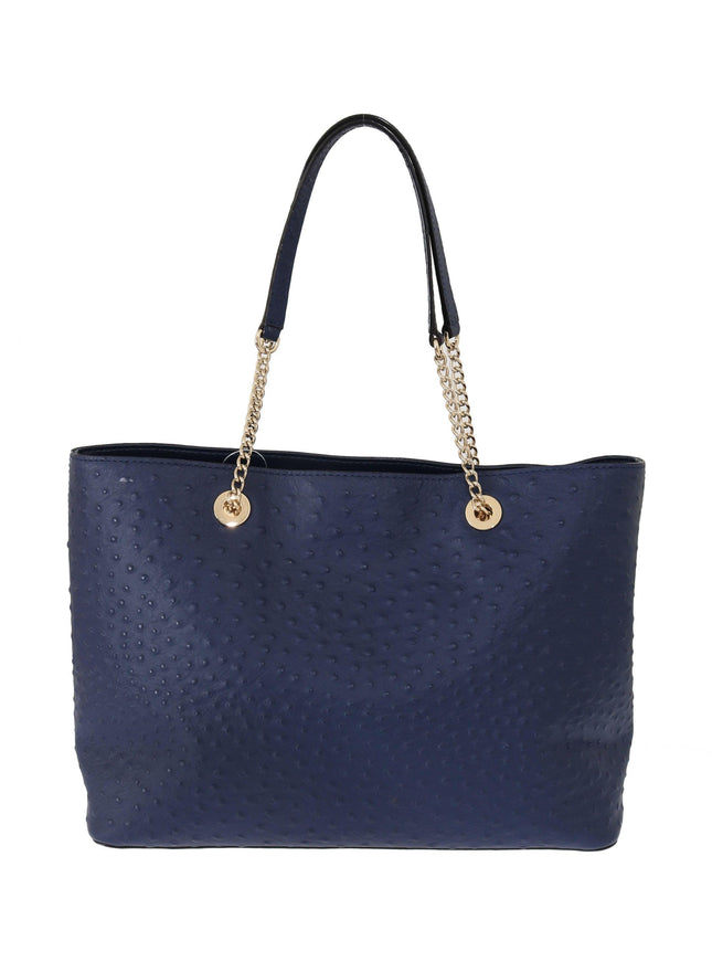 Kate Spade Blue Leather Halsey la vita Ostrich Handbag - Ellie Belle