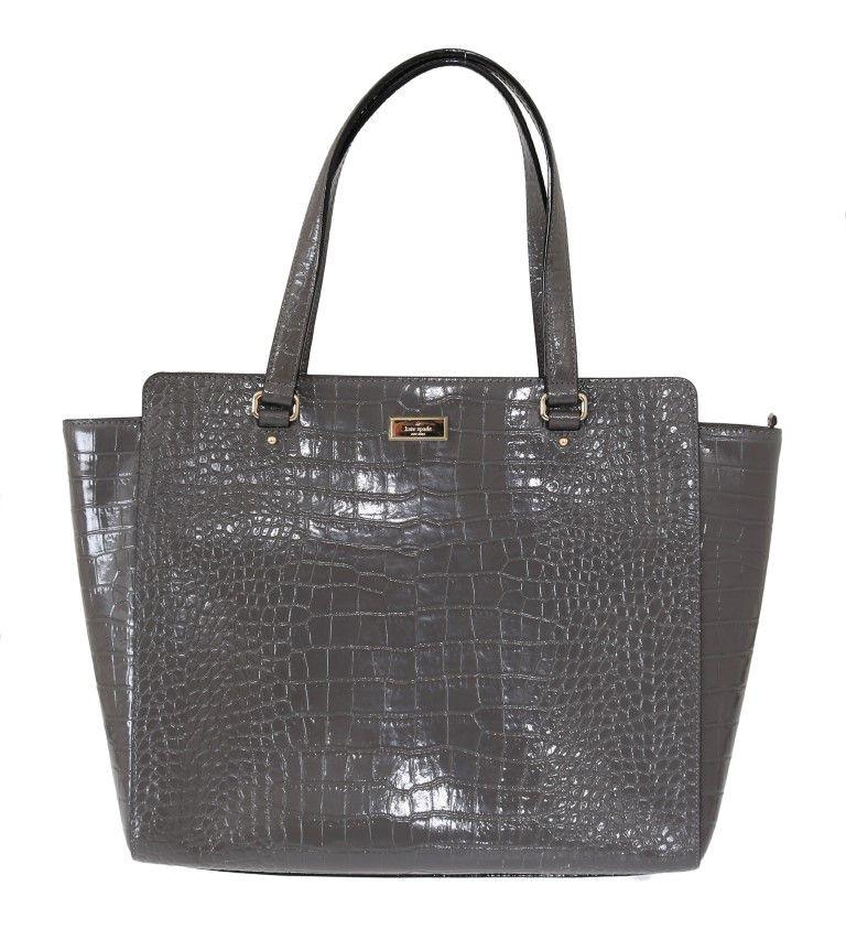 Kate Spade Gray Elissa Bristol Drive Croc Hand Bag - Ellie Belle