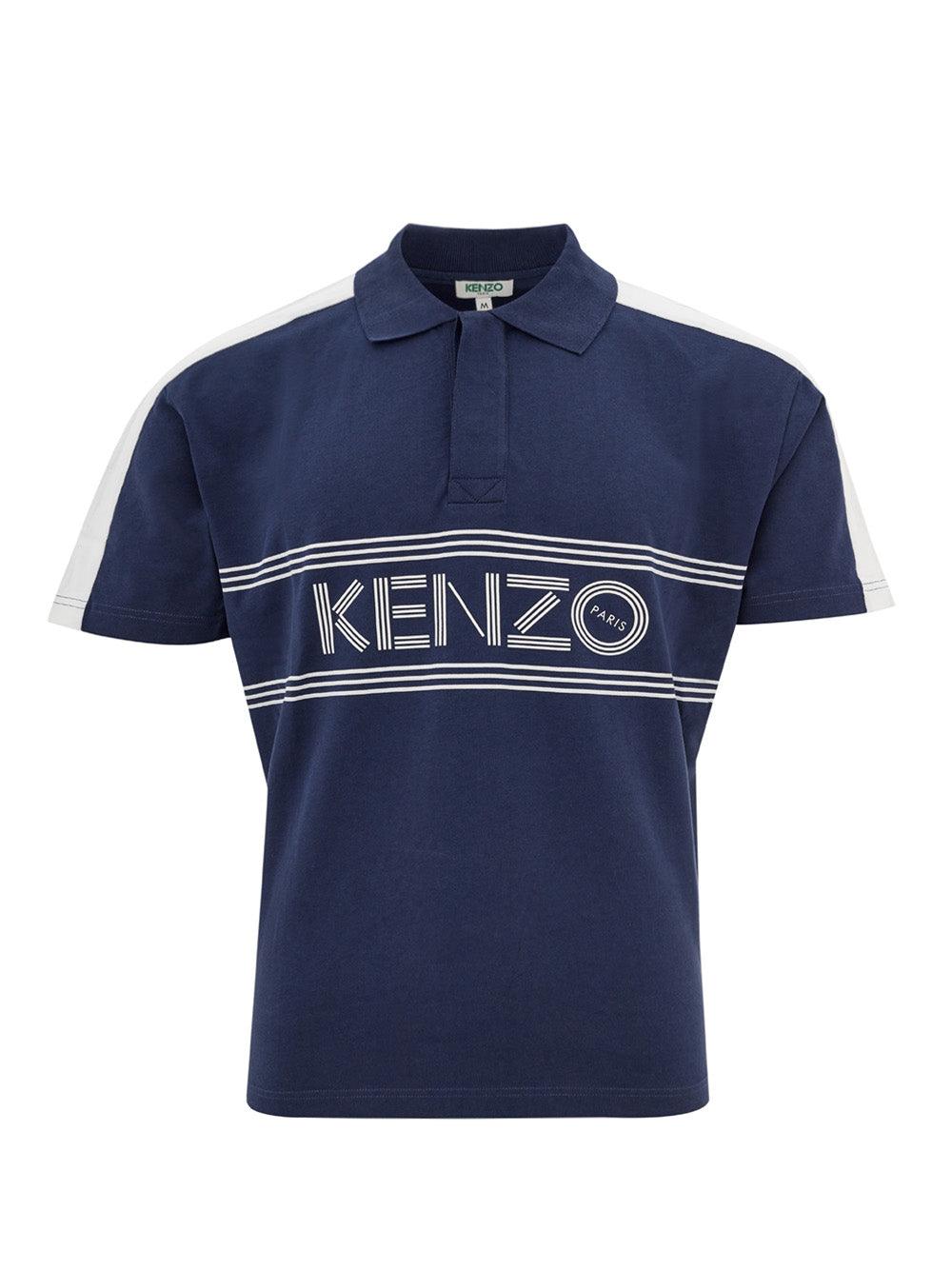 Kenzo Blue Cotton Polo Shirt with Logo - Ellie Belle