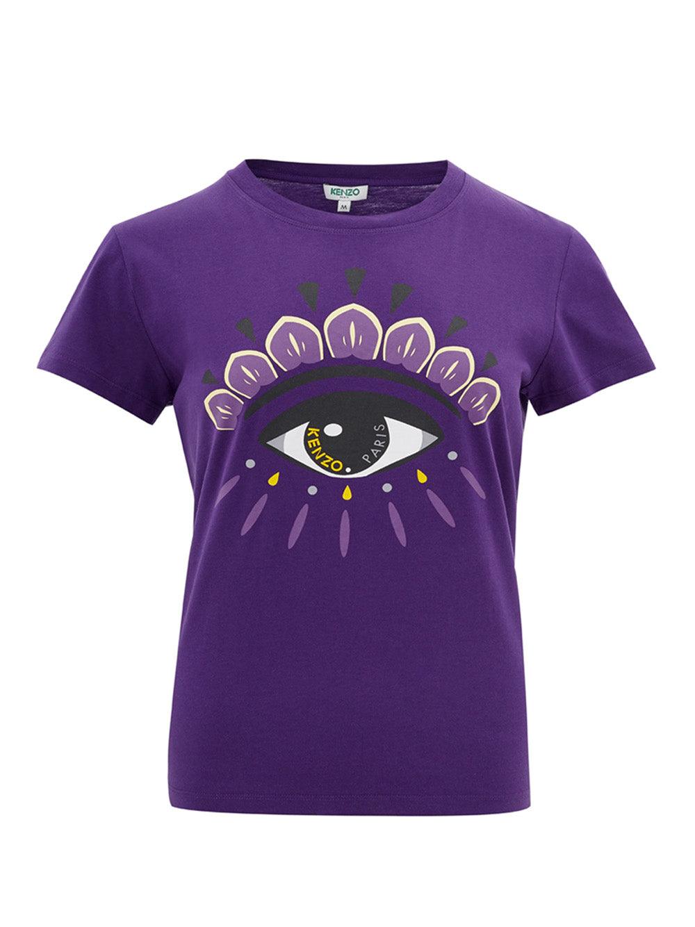 Kenzo Purple Cotton T-Shirt with Front 'Eye' Contrasting print - Ellie Belle