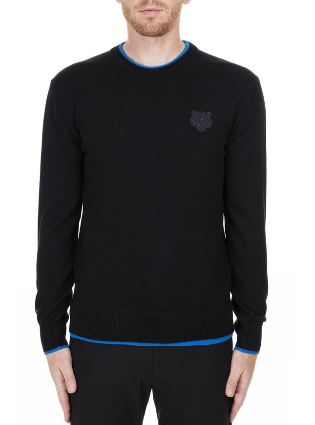 Kenzo Sleek Black Roundneck Sweater with Blue Accents - Ellie Belle