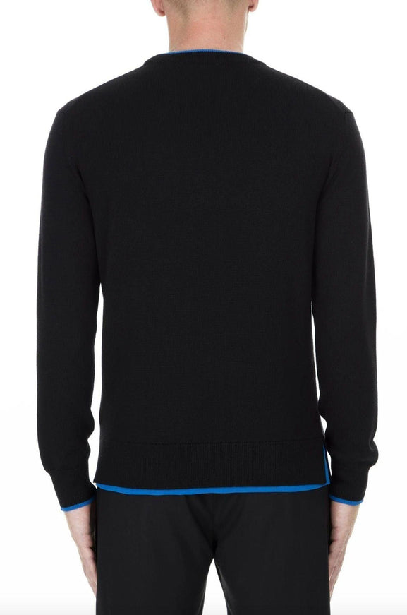 Kenzo Sleek Black Roundneck Sweater with Blue Accents - Ellie Belle