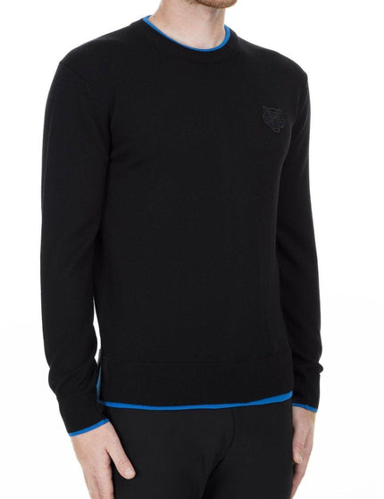 Kenzo Sleek Black Roundneck Sweater with Blue Accents - Ellie Belle