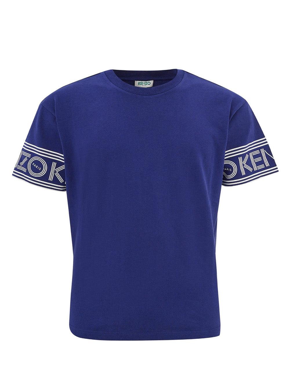 Kenzo Violet Cotton T-Shirt with Logo on Sleeves - Ellie Belle