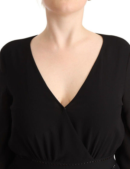 Liu Jo Black Polyester Long Sleeves V-neck Mini A-line Dress - Ellie Belle