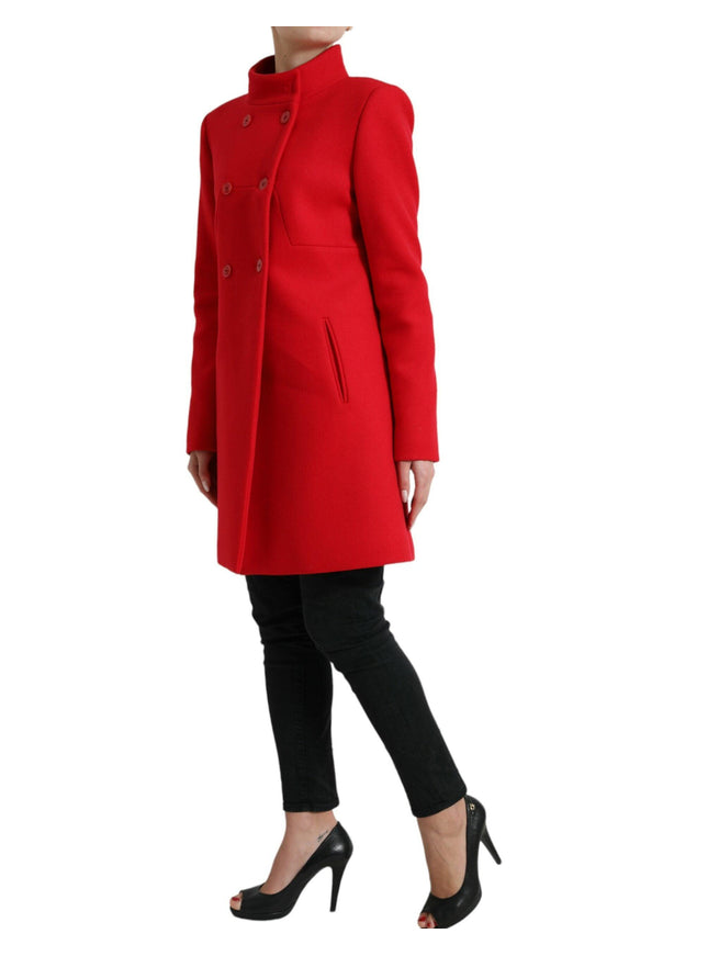 Liu Jo Red Wool Double Breasted Long Sleeves Coat Jacket - Ellie Belle
