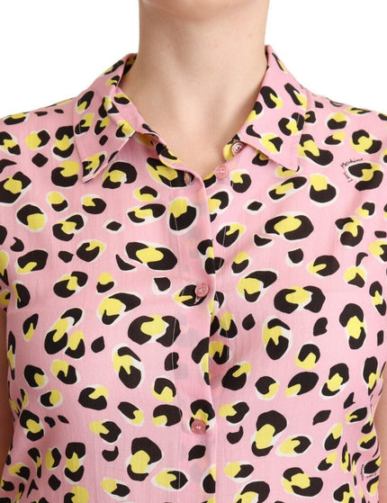 Love Moschino Pink Leopard Print Sleeveless Collared Polo Top - Ellie Belle