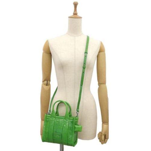 Marc Jacobs The Shiny Crinkle Micro Tote Leather Crossbody Handbag (Fern Green) - Ellie Belle