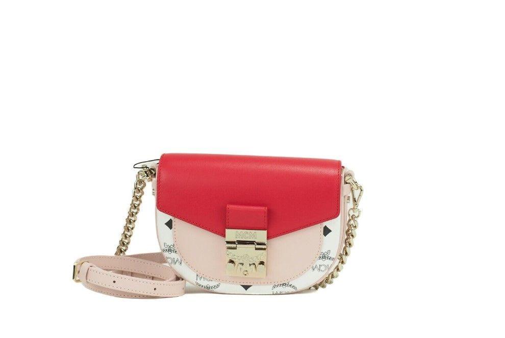 MCM Patricia Mini Firefly Red Visetos Leather Crossbody Belt Handbag Bag Purse - Ellie Belle